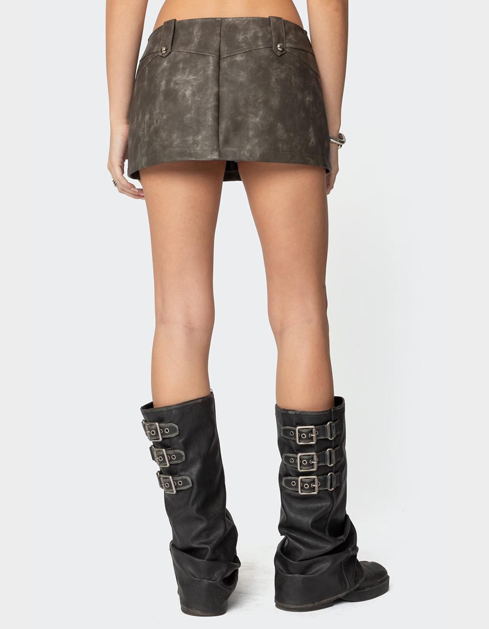 EDIKTED Bar Washed Faux Leather Mini Skort Product Image