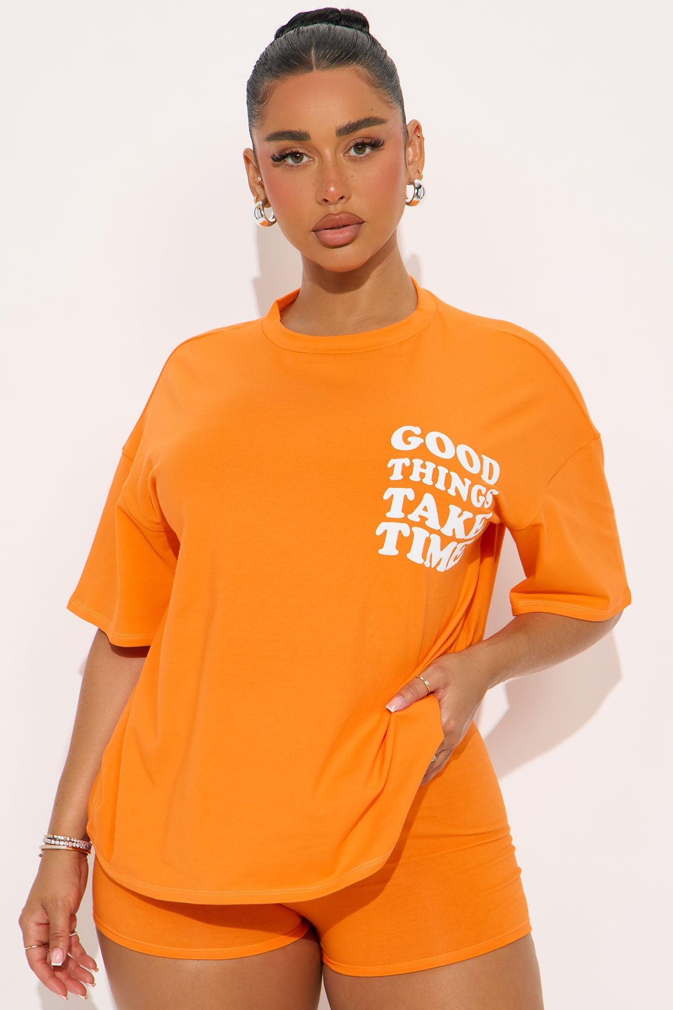 Good Things Take Time Biker Short Set - Orange Product Image