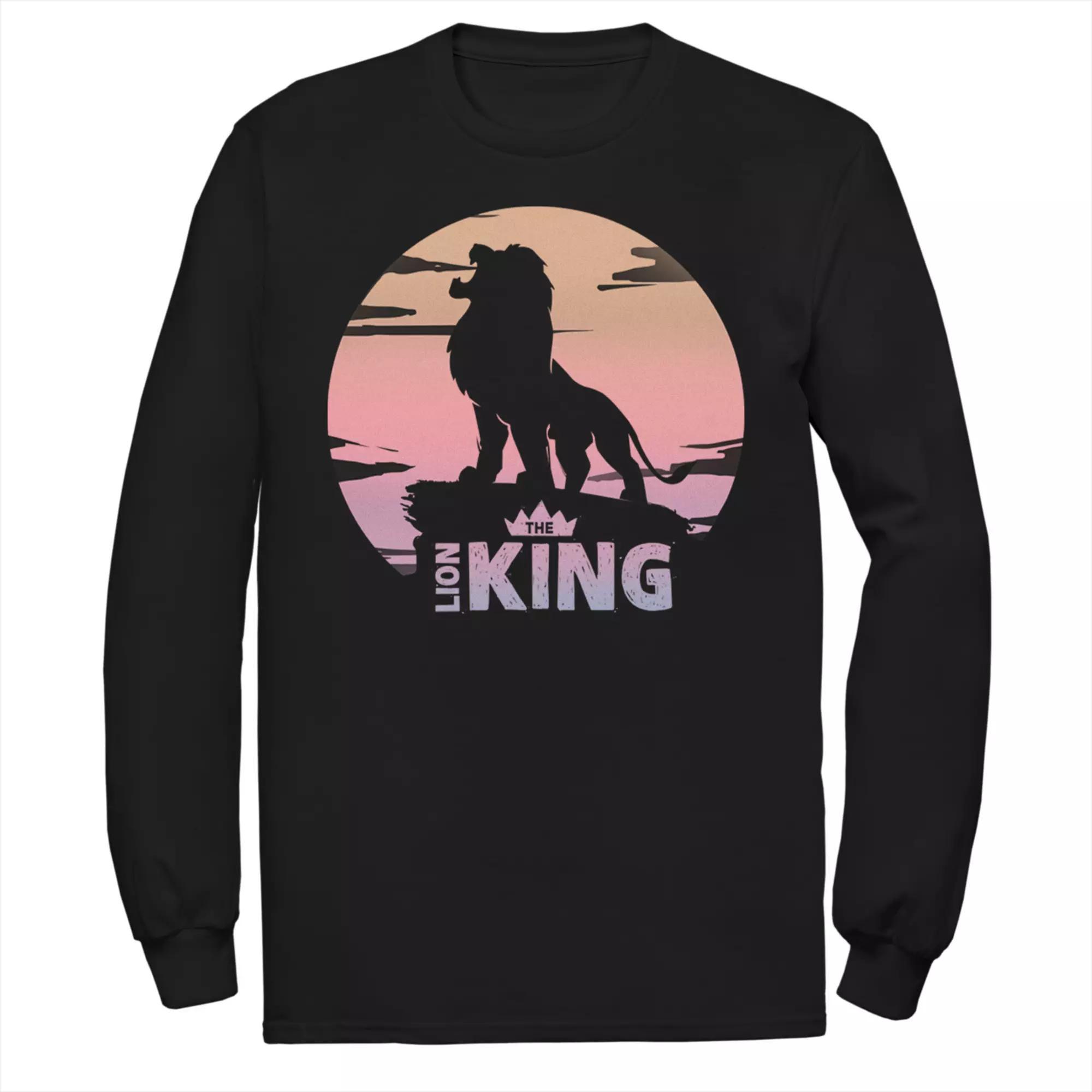 Disney's The Lion King Men's Sunset Crown Round Logo Long Sleeve Tee, Size: Medium, Black Product Image