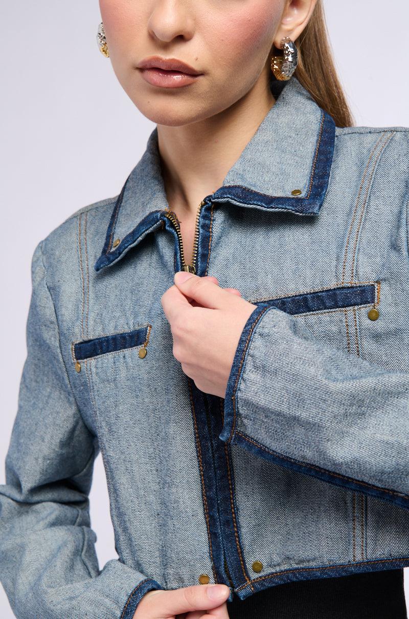 INSIDE OUT DENIM CROP JACKET Product Image