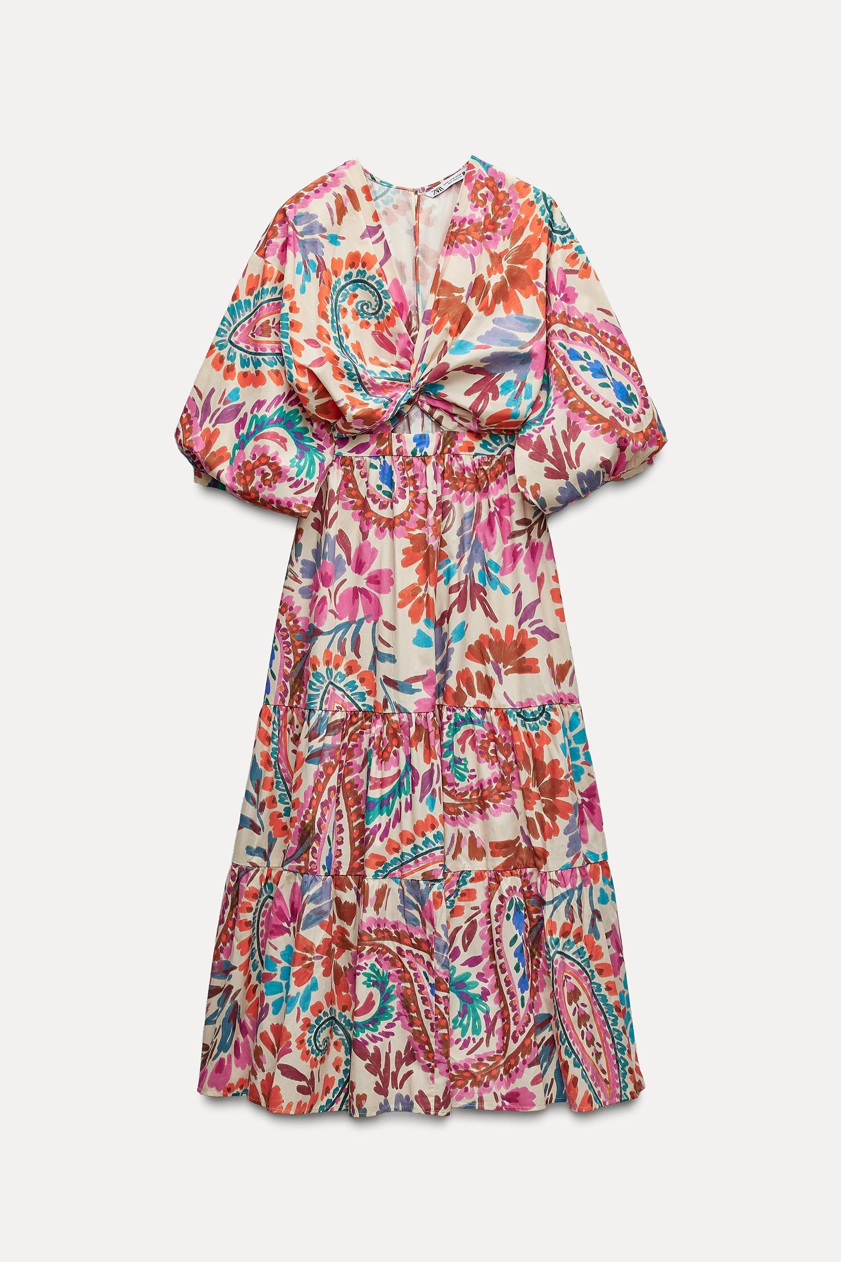 PRINTED DRESS WITH KNOT Product Image