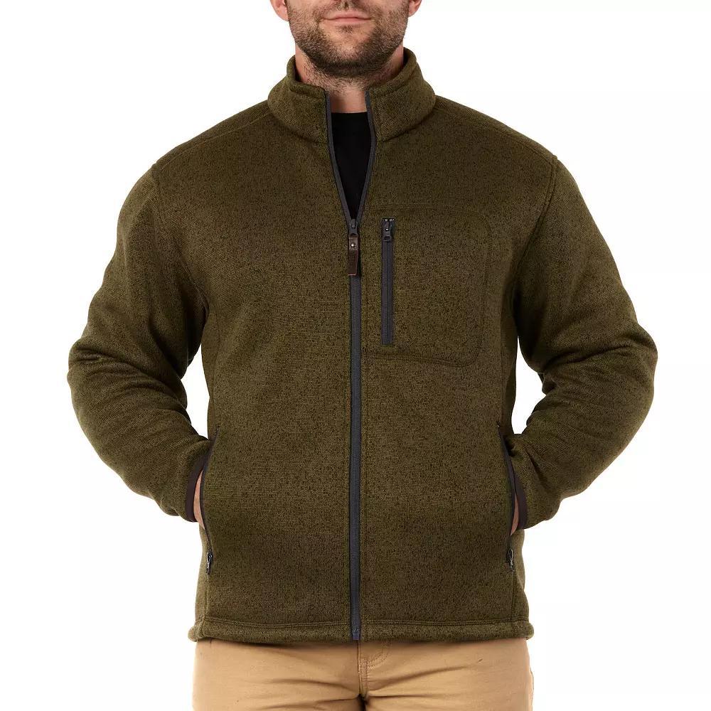 Men's Smith's Workwear Sherpa-Lined Sweater Fleece Jacket, Size: Large, Olive Grey Product Image