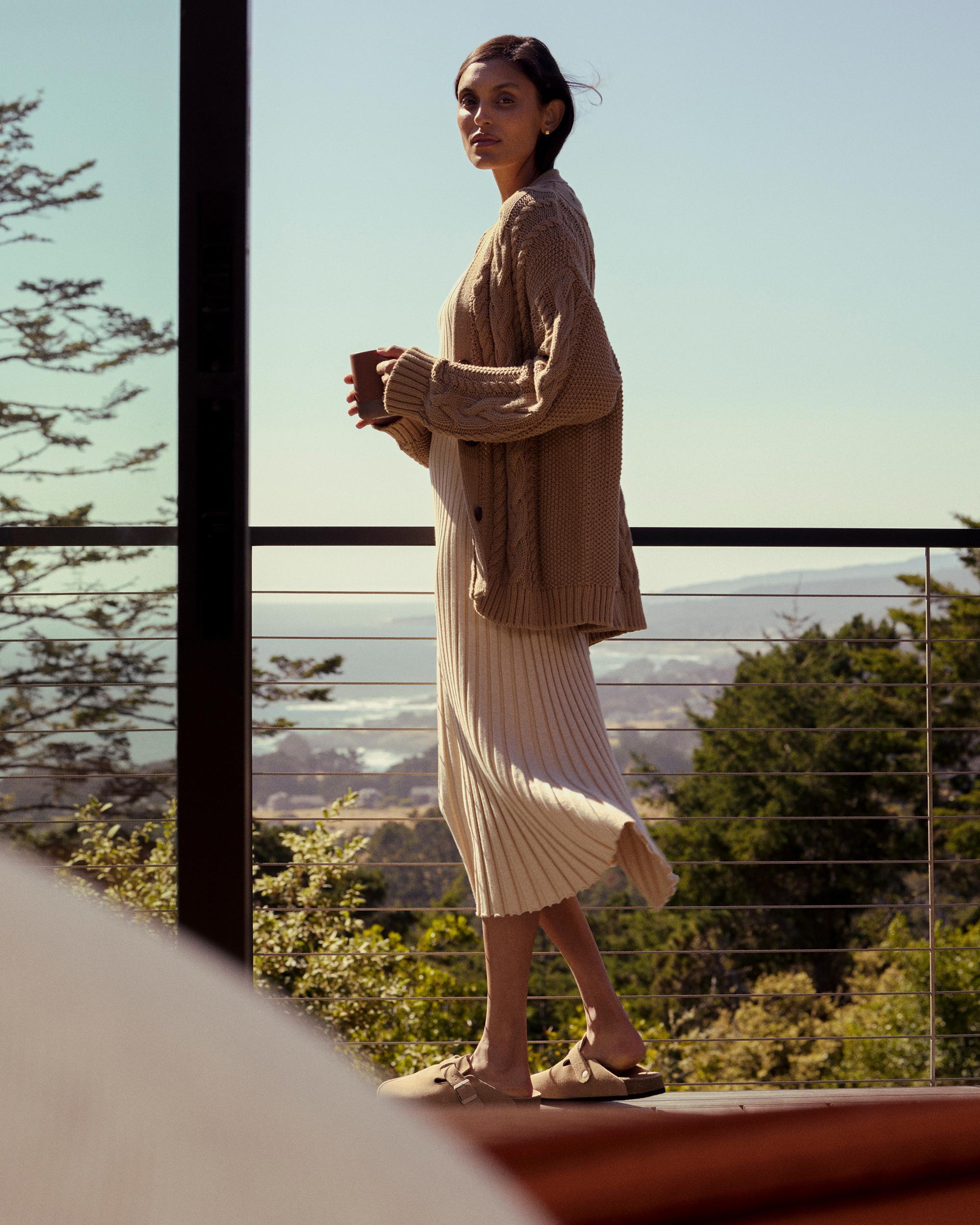 Quince | Women's OverSized Cable Cardigan Sweater Size XS, Organic Cotton Product Image