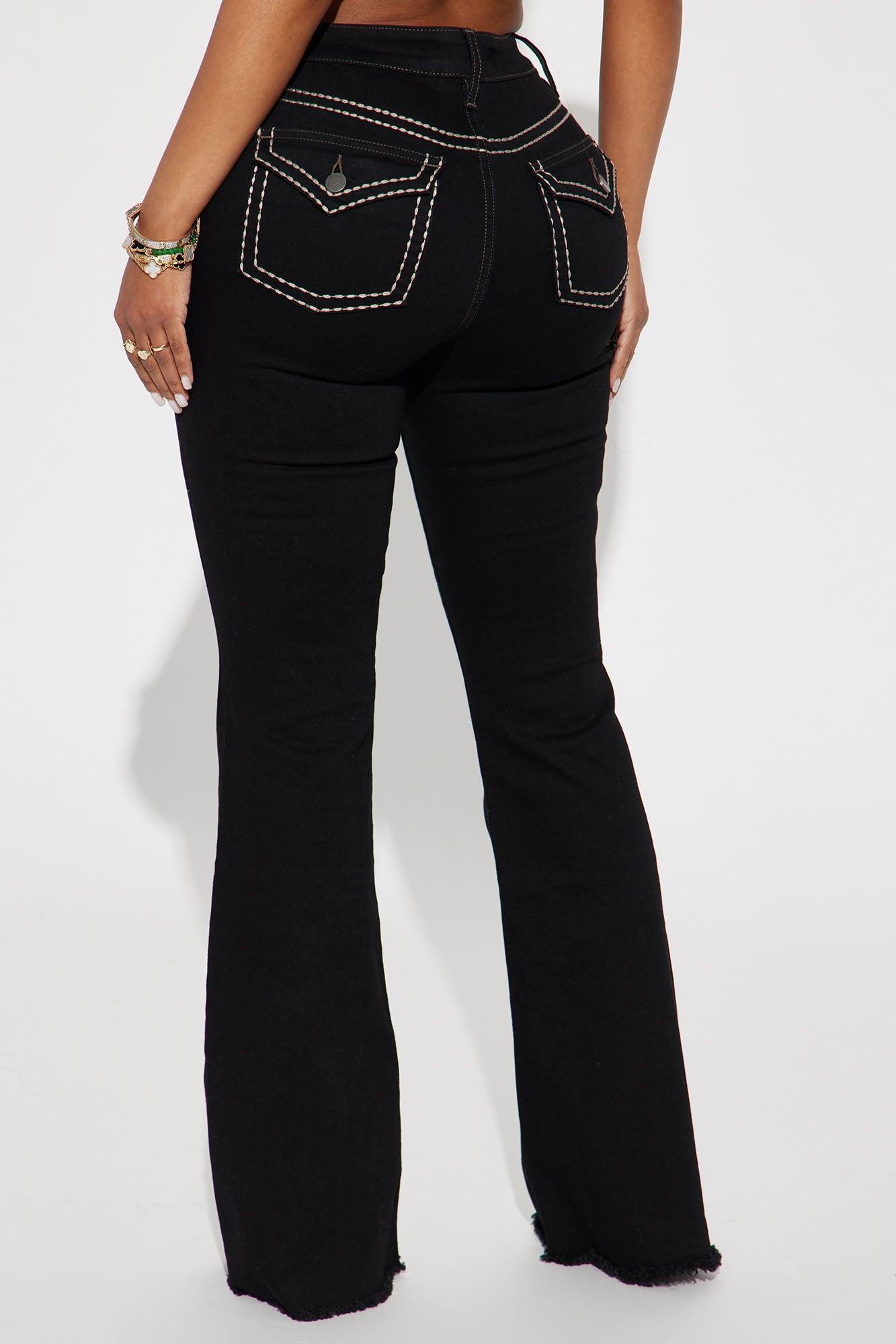 Dallas Mid Rise Stretch Flare Jeans - Black Product Image
