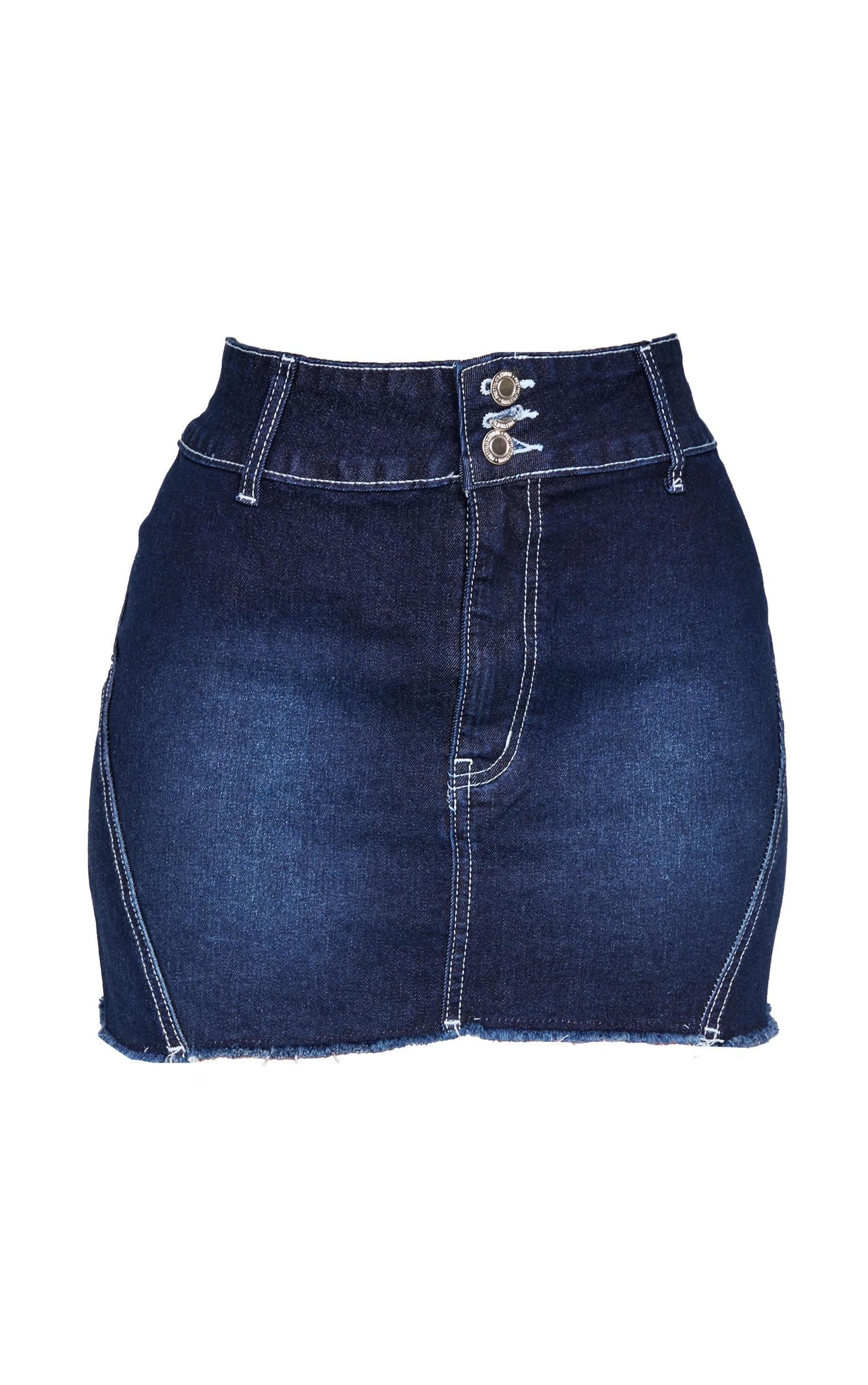 Petite Indigo Stitch Detail Mini Skirt Product Image