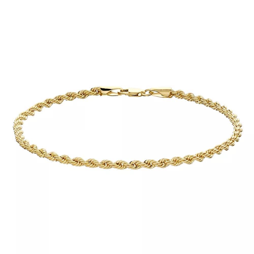 Au Naturale 14k Gold 2.7mm Rope Chain Bracelet, Women's, Size: 7.5", Yellow Product Image