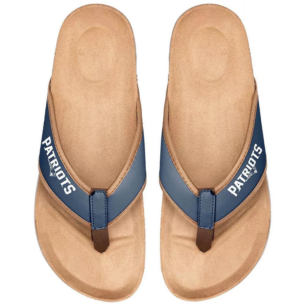 Mens FOCO New England Patriots Cork Flip Flops Blue Product Image