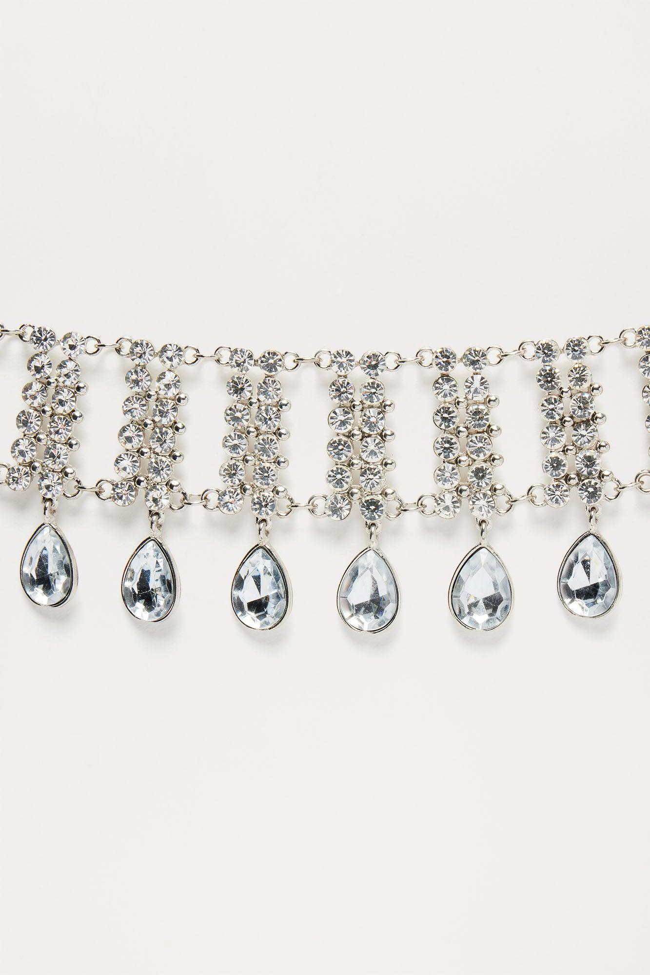 All I Want Is Diamonds Choker Necklace - Silver Product Image