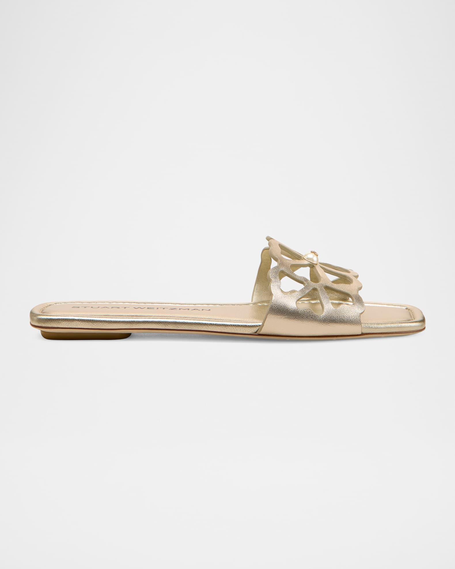 Jasmine Metallic Cutout Flat Slide Sandals Product Image