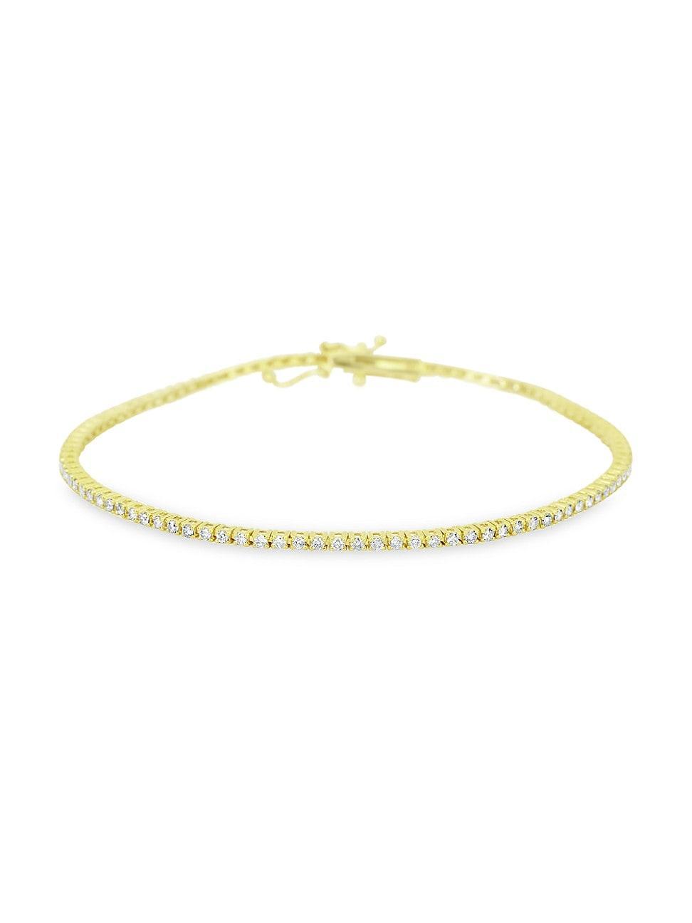 Womens 14K Yellow Gold & 1.00 TCW Diamond Tennis Bracelet Product Image