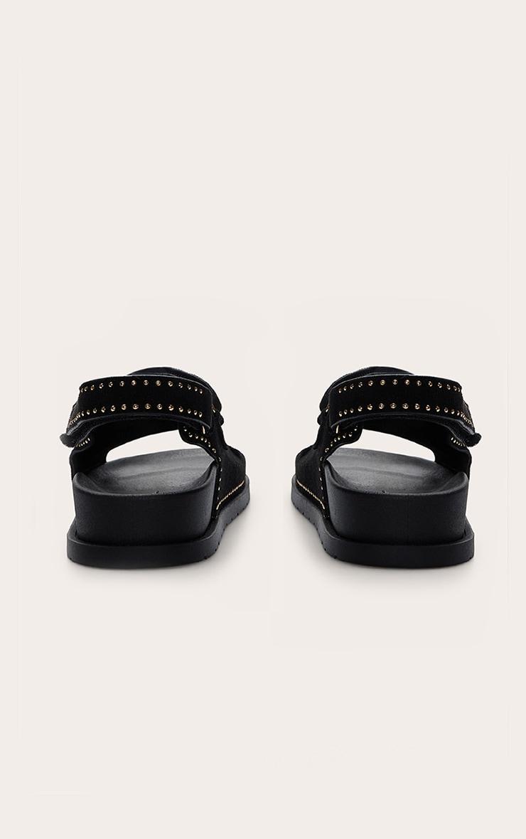 Black Faux Suede Velcro Footbed Sandals Product Image