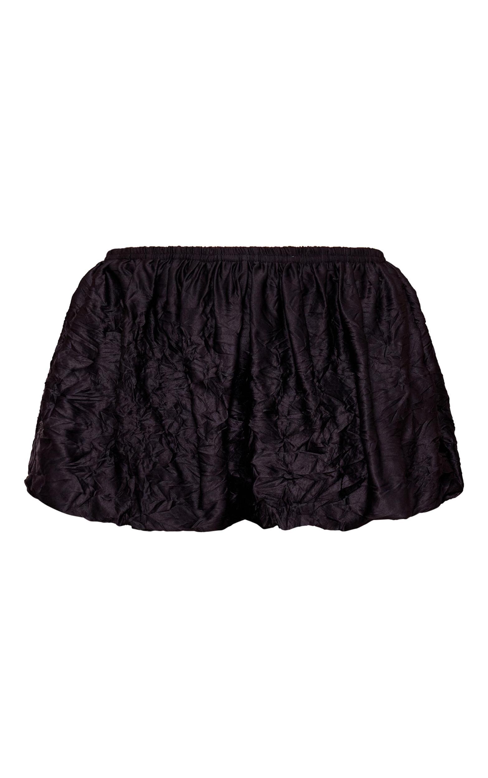 Black Crinkle Woven Micro Mini Puffball Skirt Product Image