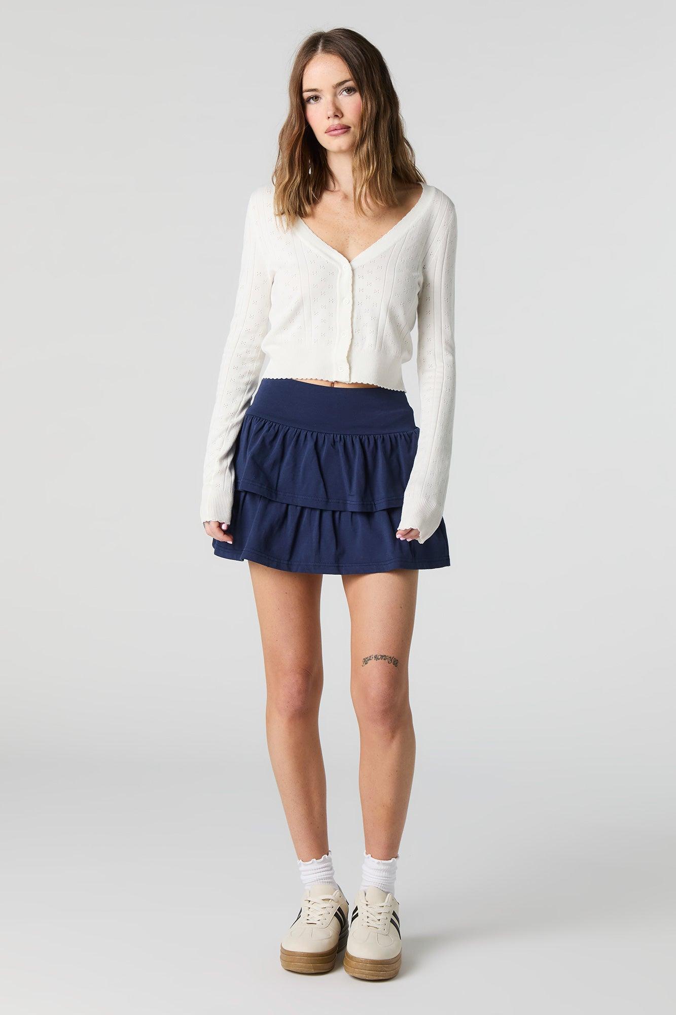 Jersey Ruffled Tiered Mini Skort Female Product Image