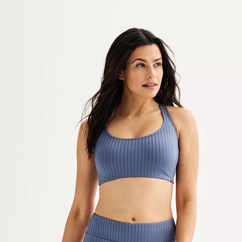 Womens S3 Swim Sculpting Ribbed Scoopneck Crossback Bralette Bikini Top, Womens Product Image