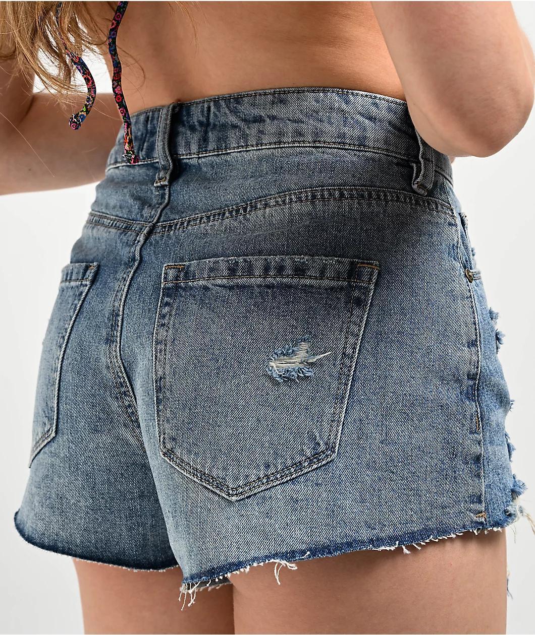 Empyre Weekend Festival Light Wash Denim Cutoff Shorts Product Image