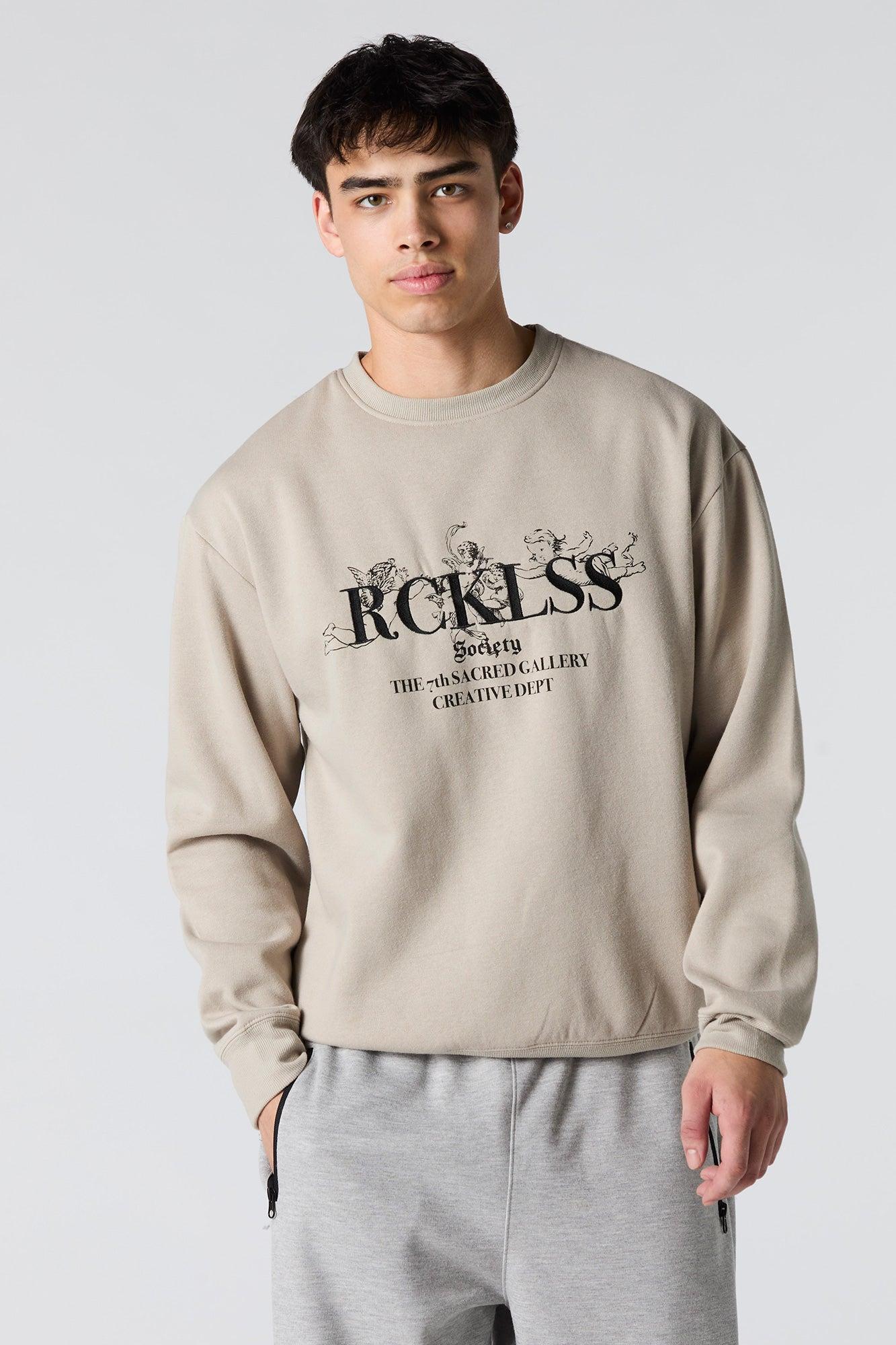 Embroidered Fleece Sweatshirt Male Product Image