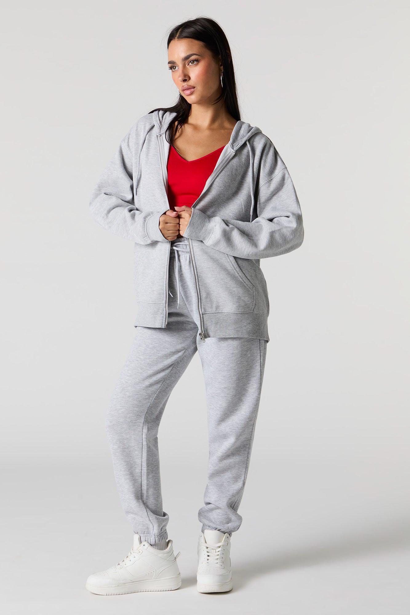 Oversized Zip-Up Fleece Hoodie Female Product Image