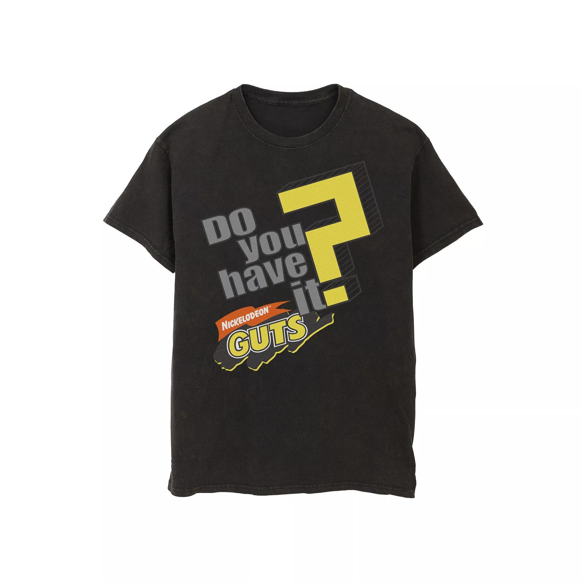 Men's Nickelodeon Guts Do You Have It Vintage Question Logo Graphic Tee, Size: 3XL, Black Product Image