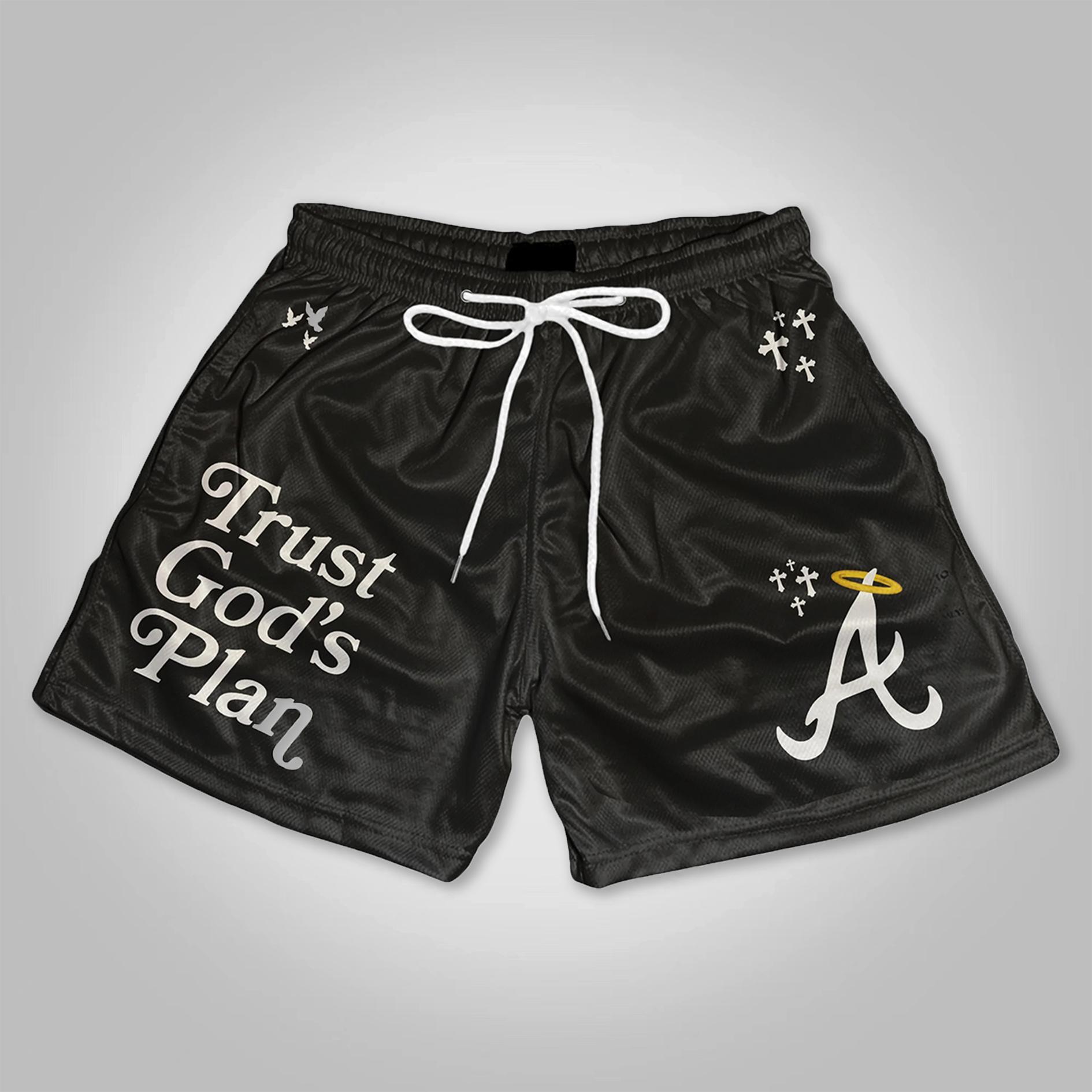 Trust God's Plan Graphic Print Mesh Shorts Product Image