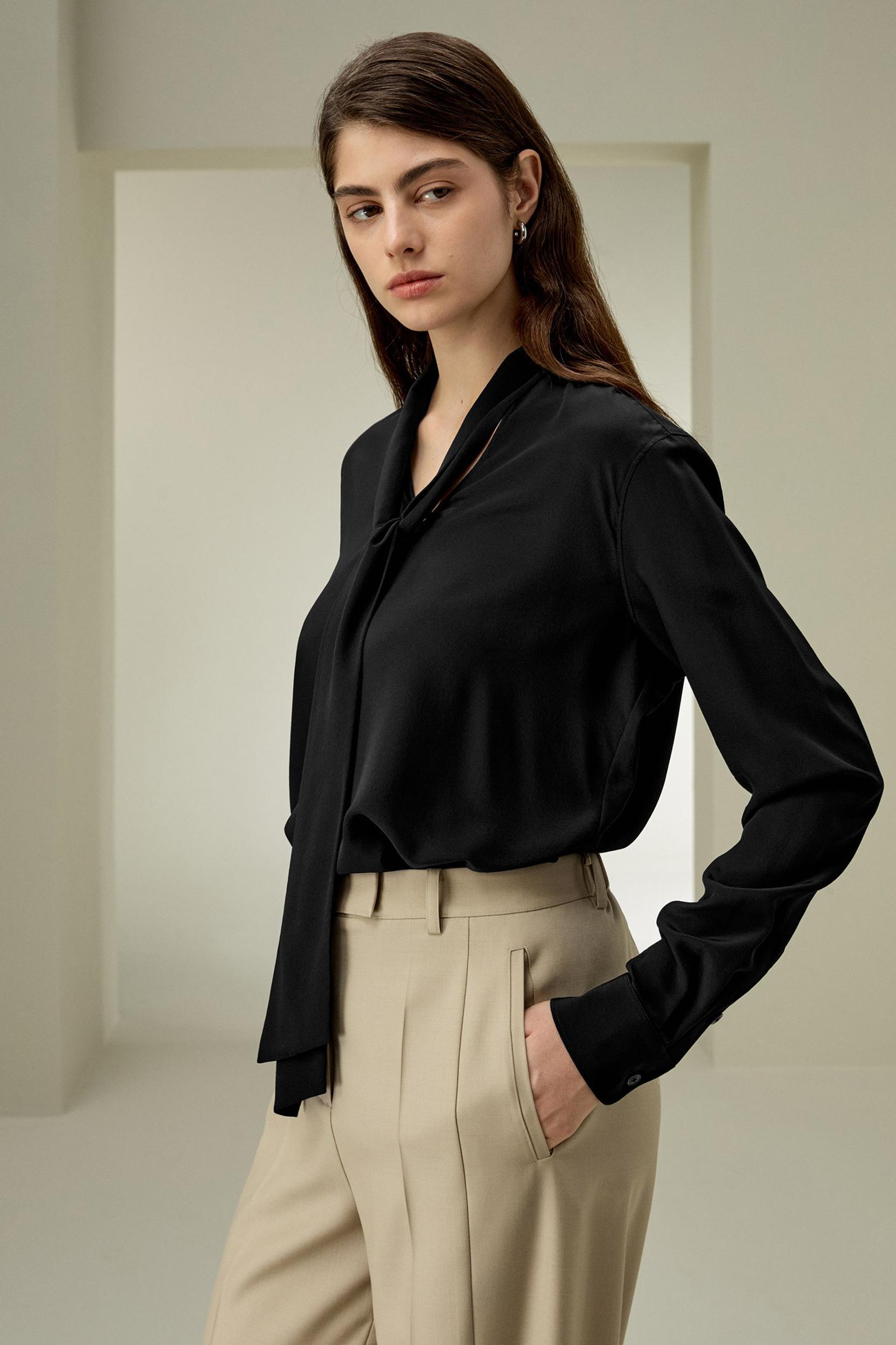 Silk Bowtie Blouse Product Image