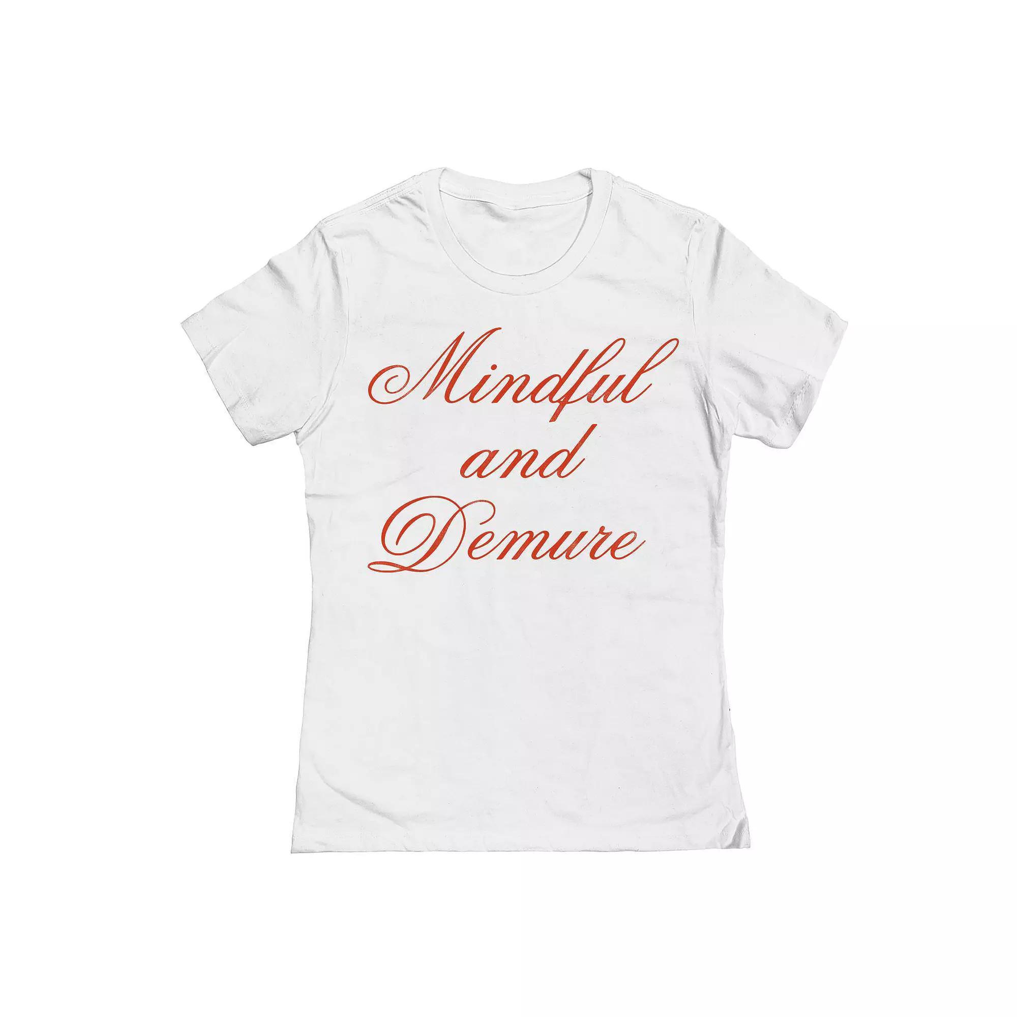 Junior's Grayson Threads The Label Mindful And Demure Graphic Tee, Girl's, Size: Small, White Product Image