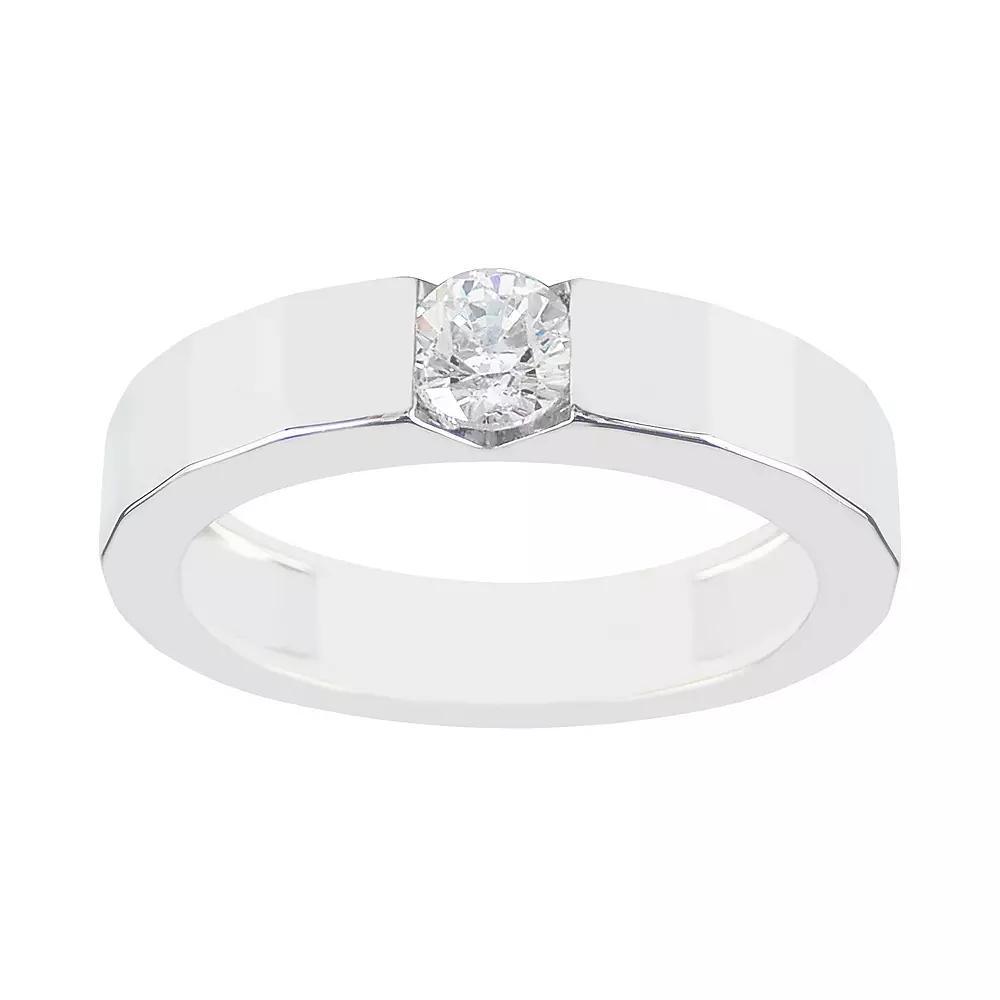 SIRI USA by TJM Sterling Silver Cubic Zirconia Round Inset Ring, Women's, Size: 6 Product Image