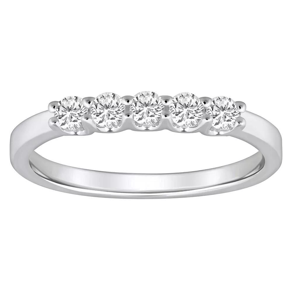 Alyson Layne 14k Gold 1/3 Carat T.W. Diamond 5-Stone Wedding Band, Women's, Size: 9, White Product Image