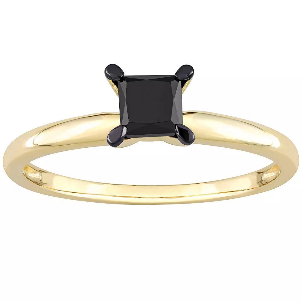 Stella Grace 14k Gold 3/4 Carat T.W Black Diamond Princess-Cut Solitaire Ring, Women's, Size: 7.50 Product Image