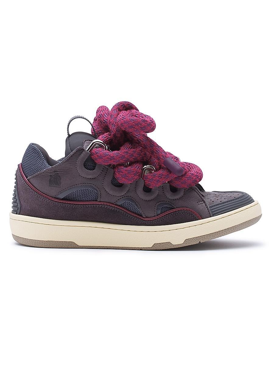 Womens Curb Sneakers In Leather With Snake Laces Product Image
