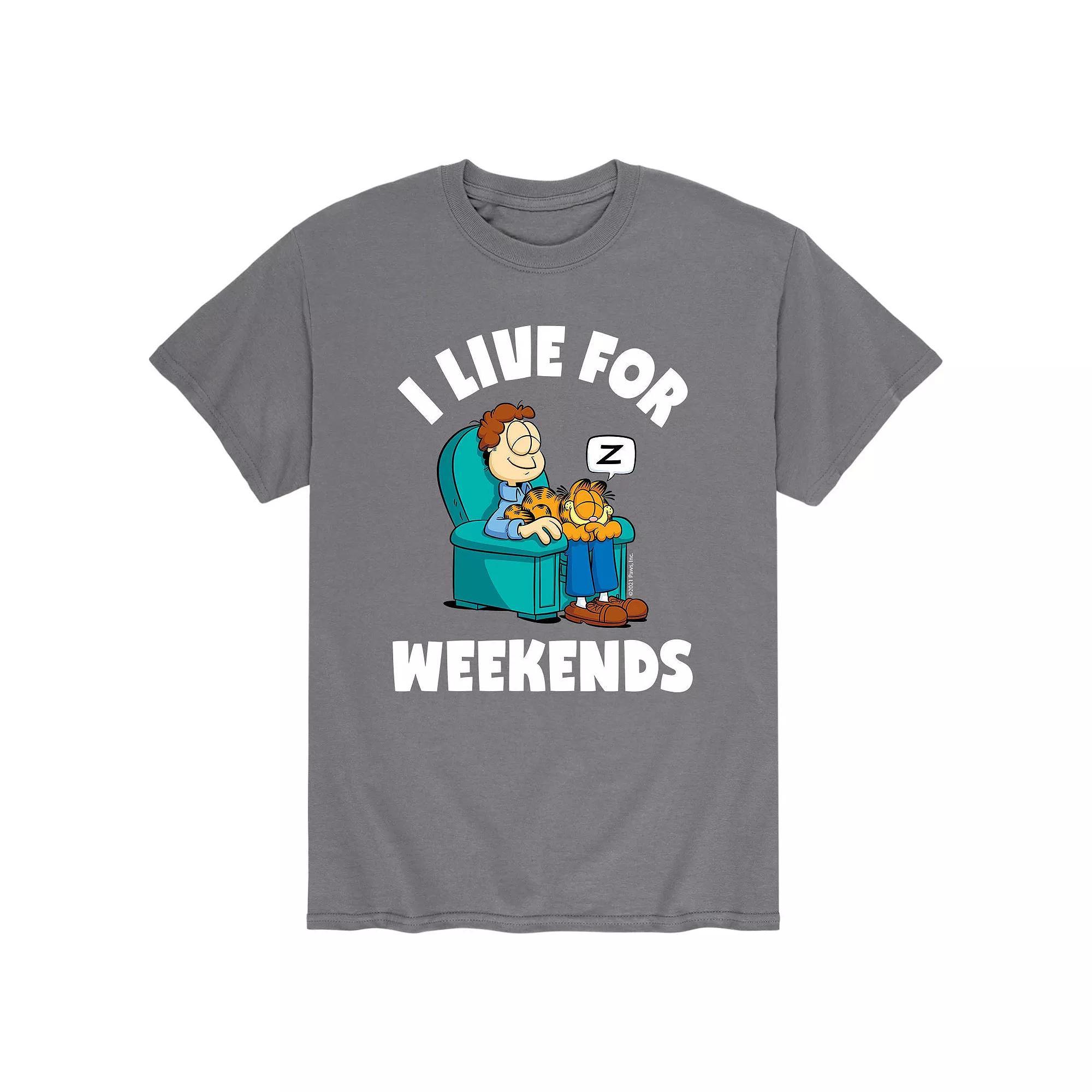 Mens Garfield Live For Weekends Tee Grey Product Image