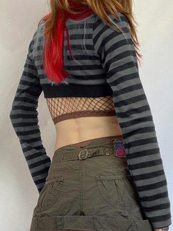 Super Crop Long Sleeve Striped Knit Top Product Image