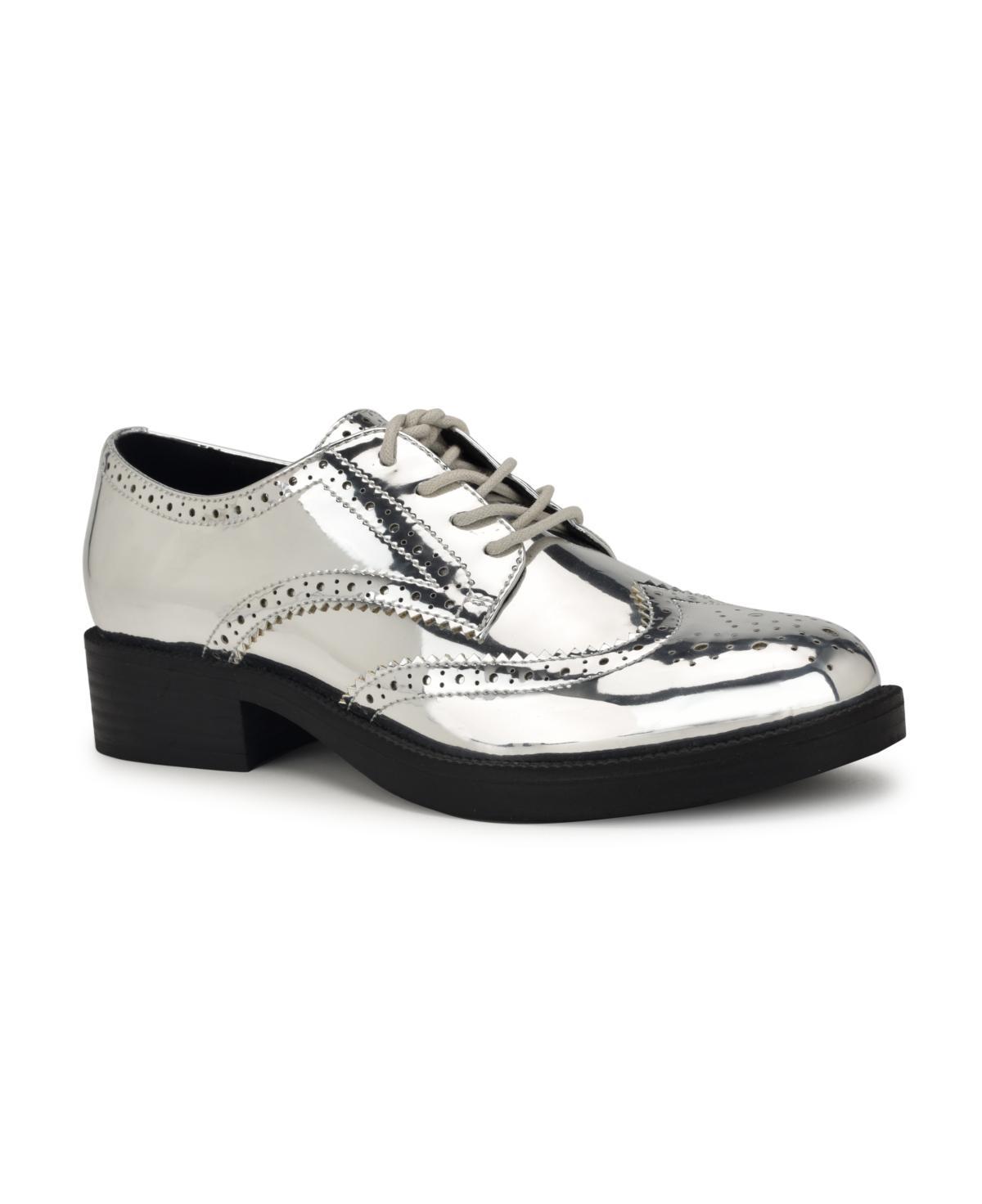 Nine West Studey Women's Heeled Casual Lace-up Loafers, Size: 7.5, Black Patent Product Image