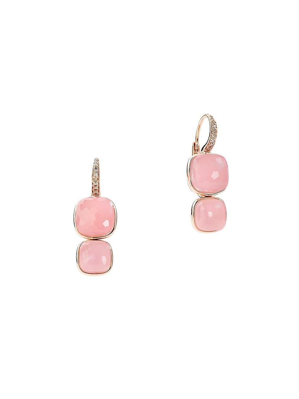 Womens Nudo 18K Rose Gold, Brown Diamond & Rose Quartz Drop Earrings Product Image