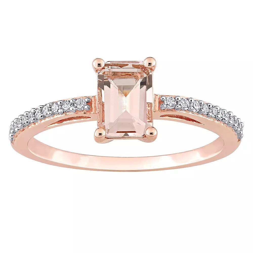 Stella Grace 10k Rose Gold Morganite & 1/10 Carat T.W. Diamond Engagement Ring, Women's, Size: 9.50, 10k Rsgold Product Image