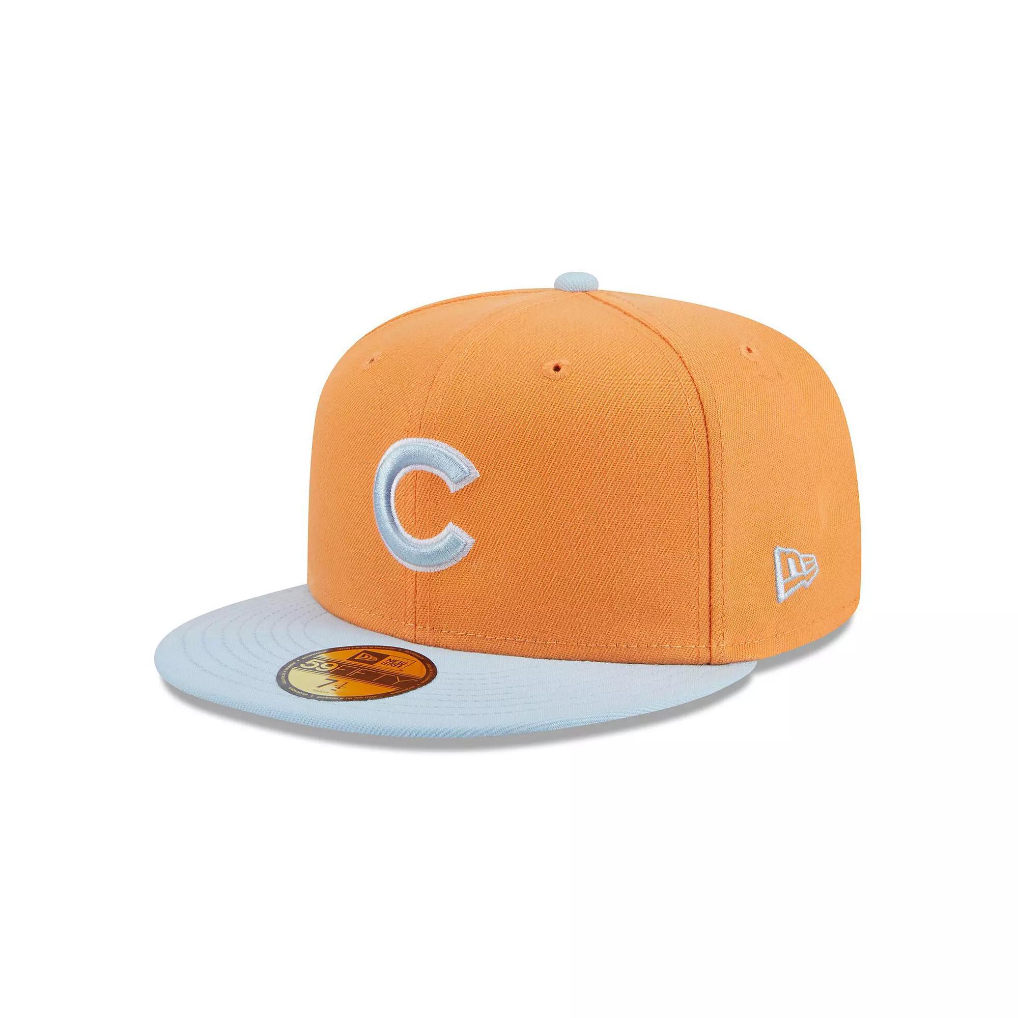 Men's New Era Orange/Light Blue Chicago Cubs Spring Color Basic Two-Tone 59FIFTY Fitted Hat, Size: 7 1/4 Product Image