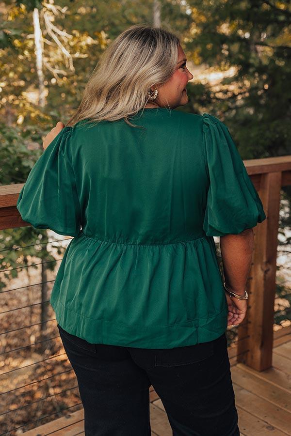 Meant For Martinis Peplum Top in Hunter Green Curves Product Image