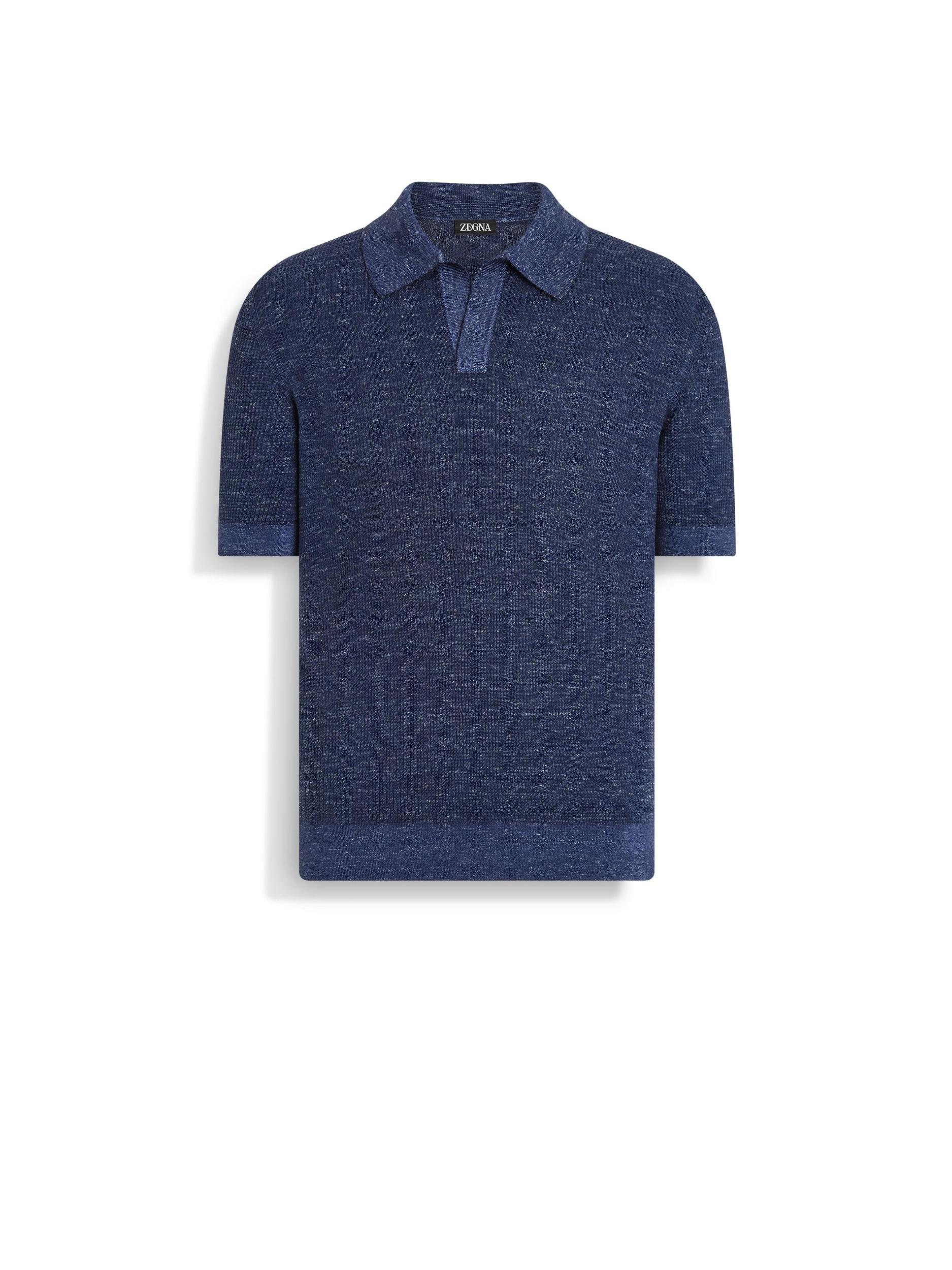 Mens Waffle-Knit Short-Sleeve Polo Sweater Product Image
