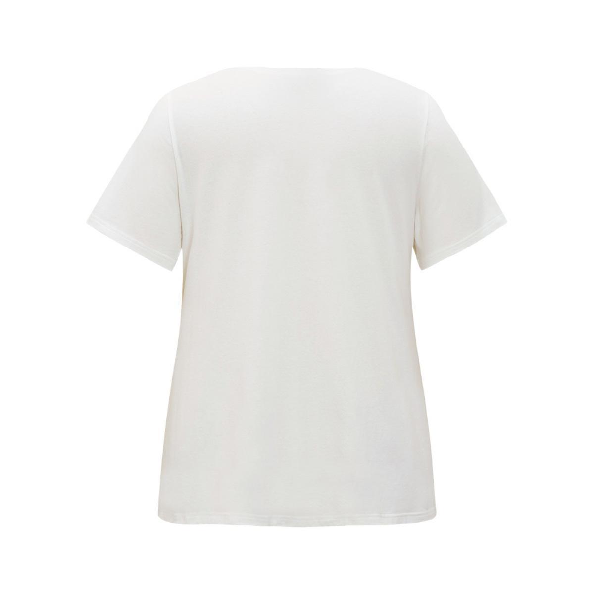 Plus Size Coconut Tree & Letter Print Drop Shoulder T-shirt White Women Casual Tropical Dailywear T-shirts BloomChic 28/5X Product Image