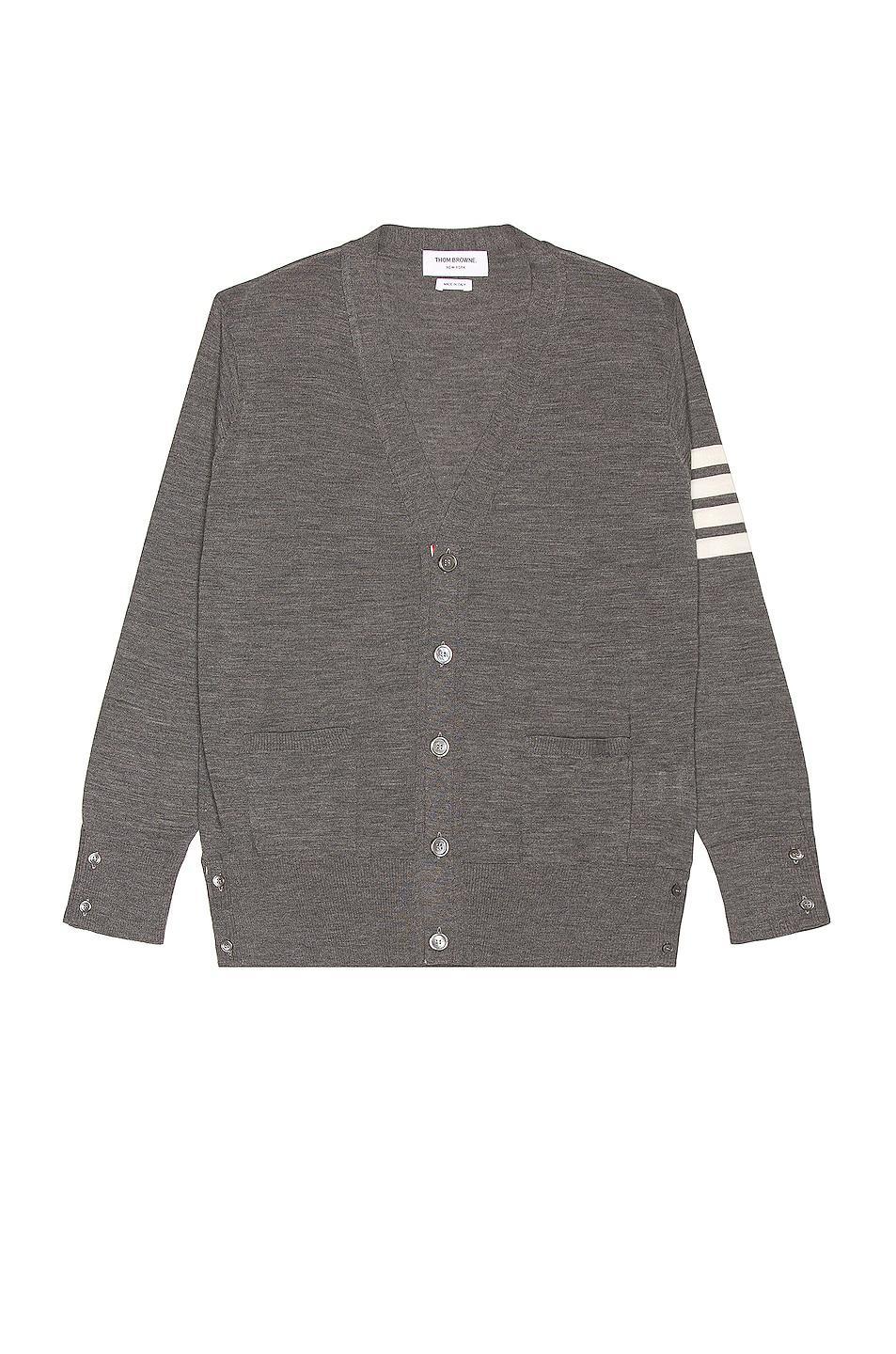 Mens 4-Bar Wool V-Neck Cardigan Product Image