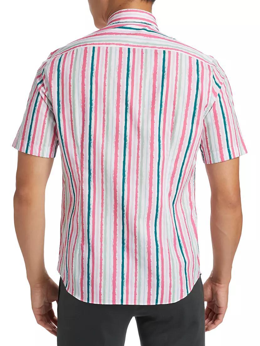 Slim-Fit Striped Short-Sleeve Shirt Product Image