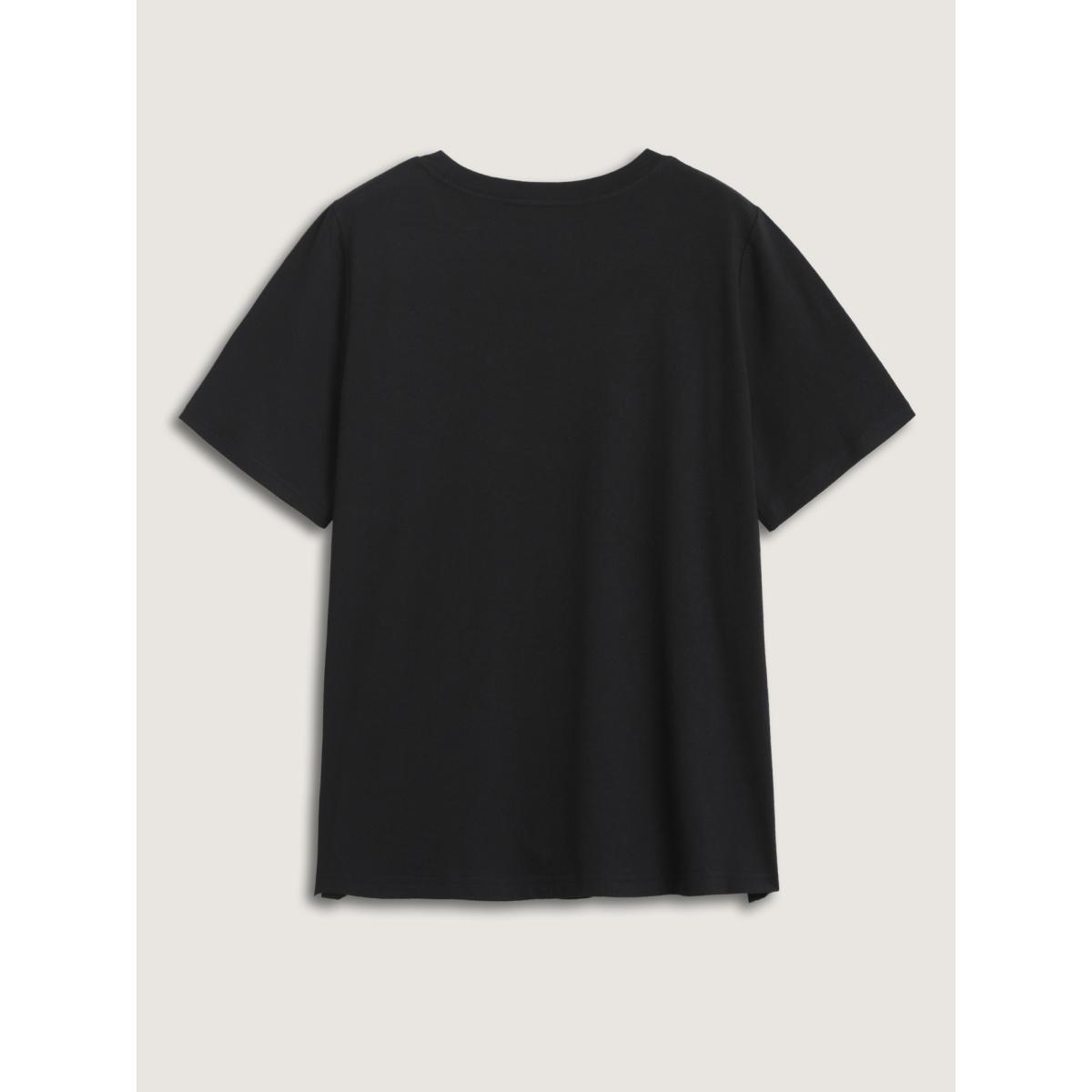 Plus Size Wild at Heart Round Neck T-Shirt Pureblack Women Non Art&design Round Neck Everyday-Casual T-shirts BloomChic 18-20/2X Product Image