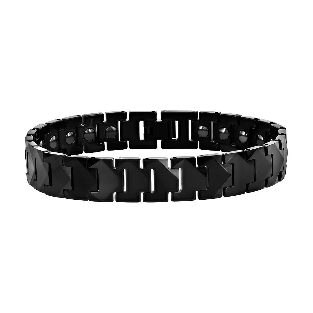 Men's Metallo Tung Black Plated Puzzle Magnetic Link Bracelet, Size: 8.5", Black Tungsten Product Image