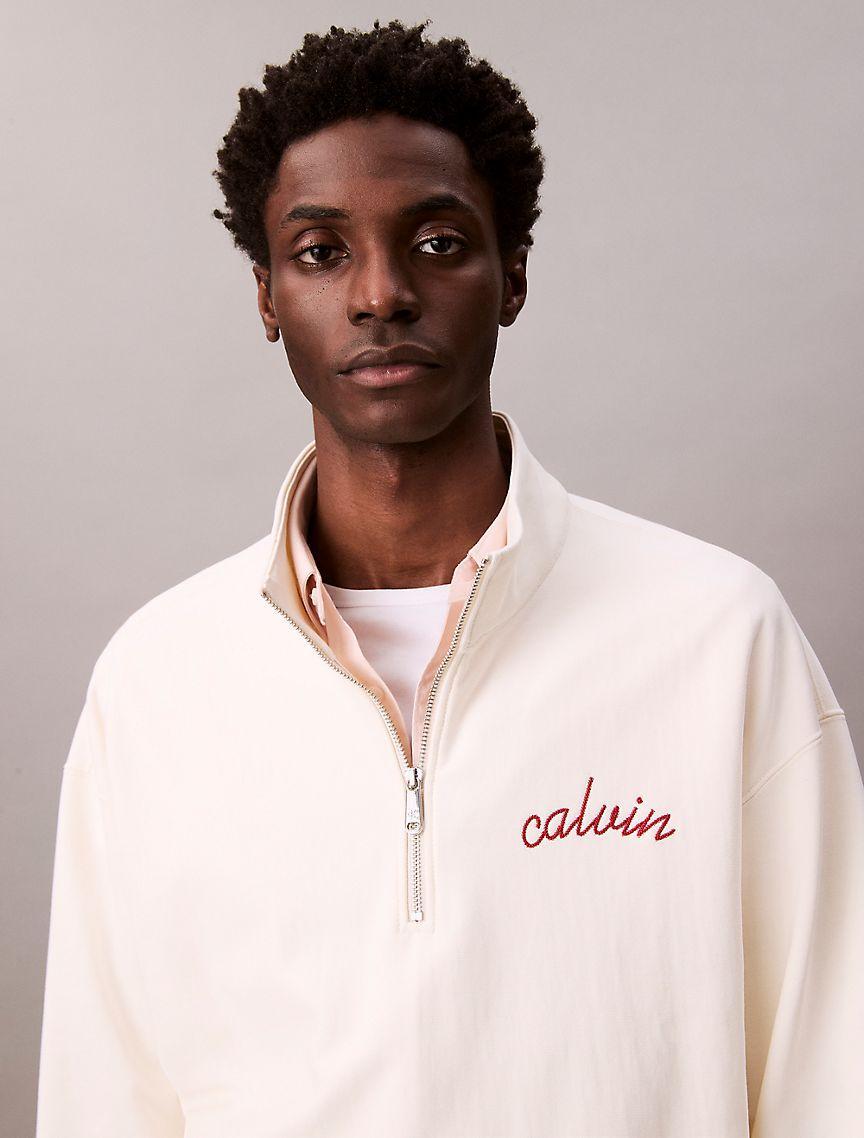 Embroidered Logo French Terry Quarter Zip Sweatshirt Product Image