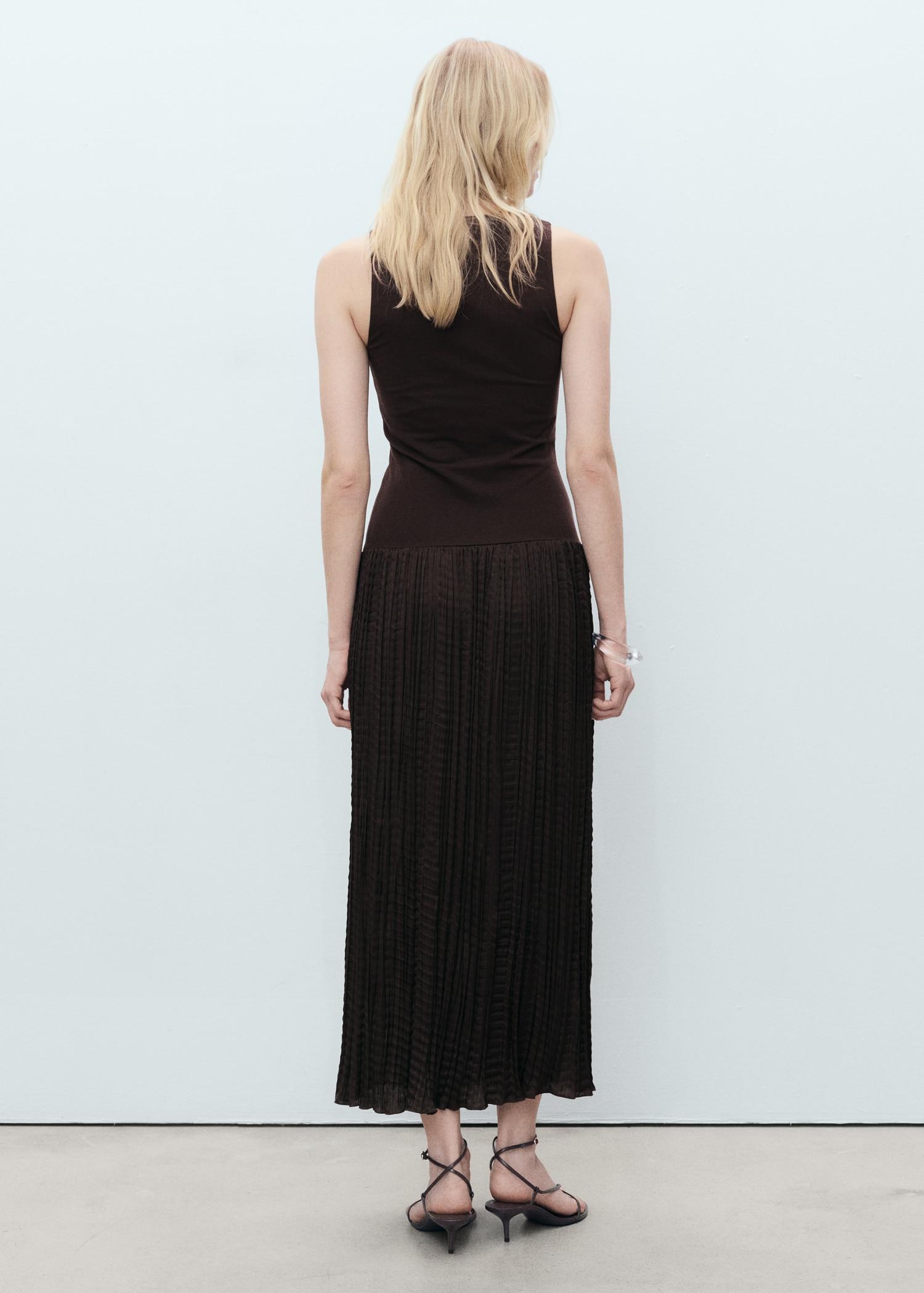 Combined-fabric long dress - Women | MANGO USA Product Image