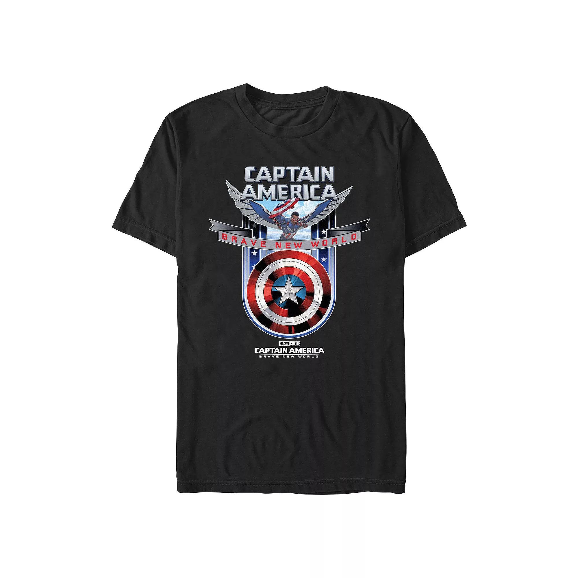Big & Tall Marvel Captain America Brave New World New Captain Graphic Tee, Men's, Size: 3XL Tall, Black Product Image
