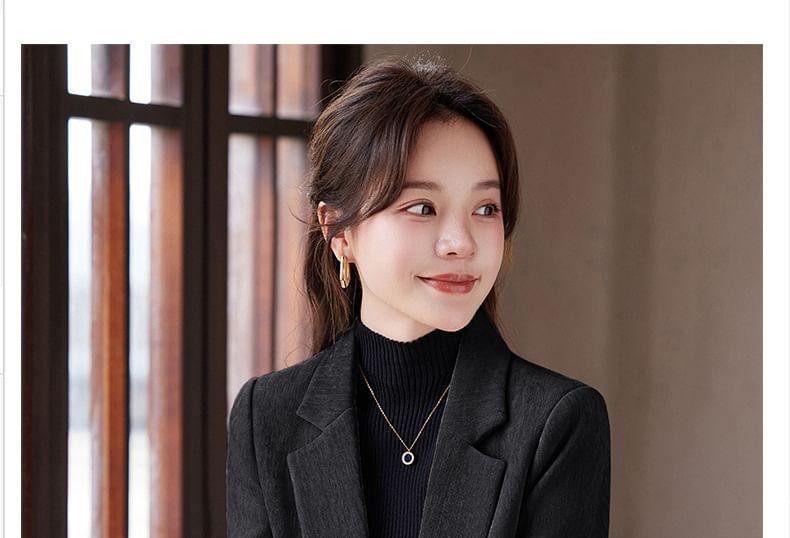 Lapel Collar Plain Single Breasted Blazer Product Image