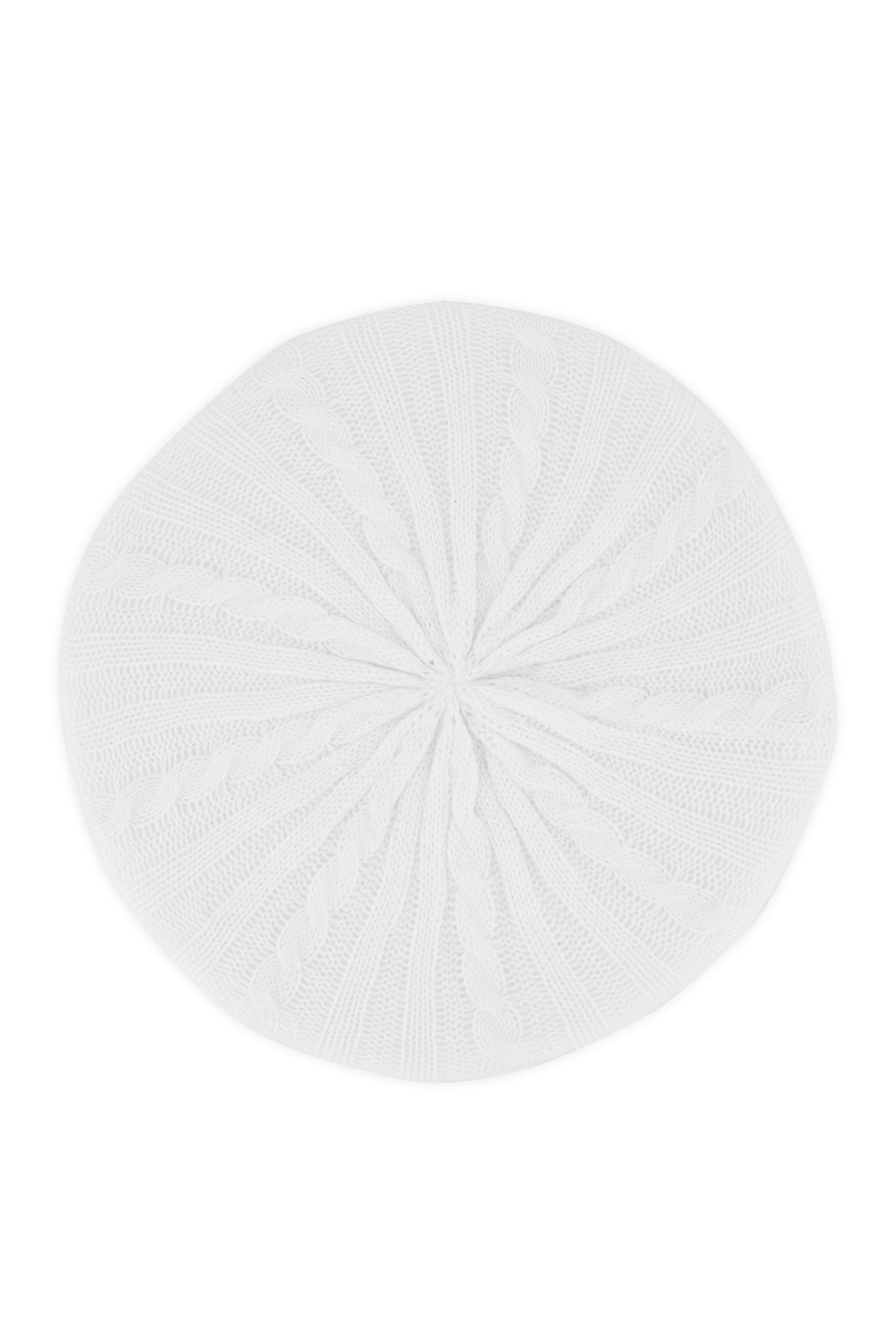 Womens Solid Cable Knit Beret Product Image