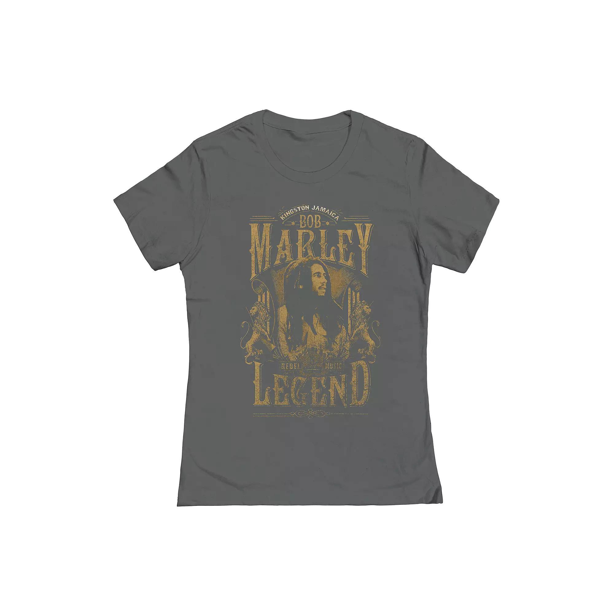 Juniors' Bob Marley Legend Graphic Tee, Girl's, Size: Large, Grey Product Image