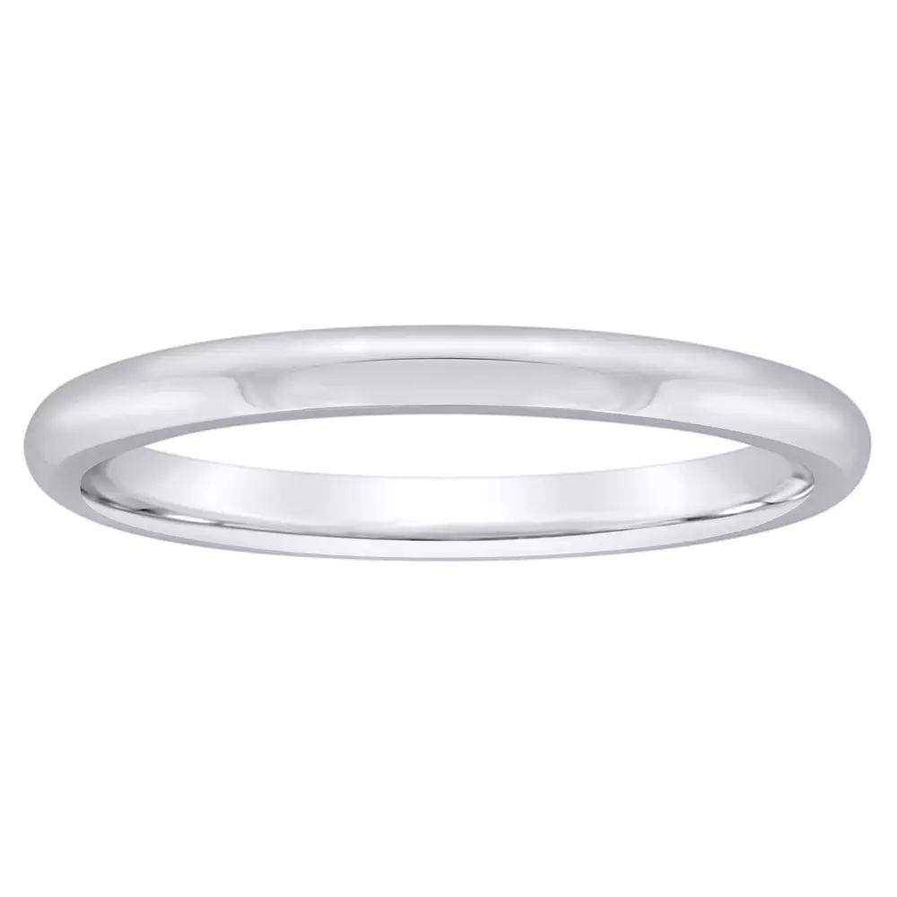 Alyson Layne Men's 2 mm Half Round Comfort Fit Wedding Band, Size: 13, 10k White Gold Product Image