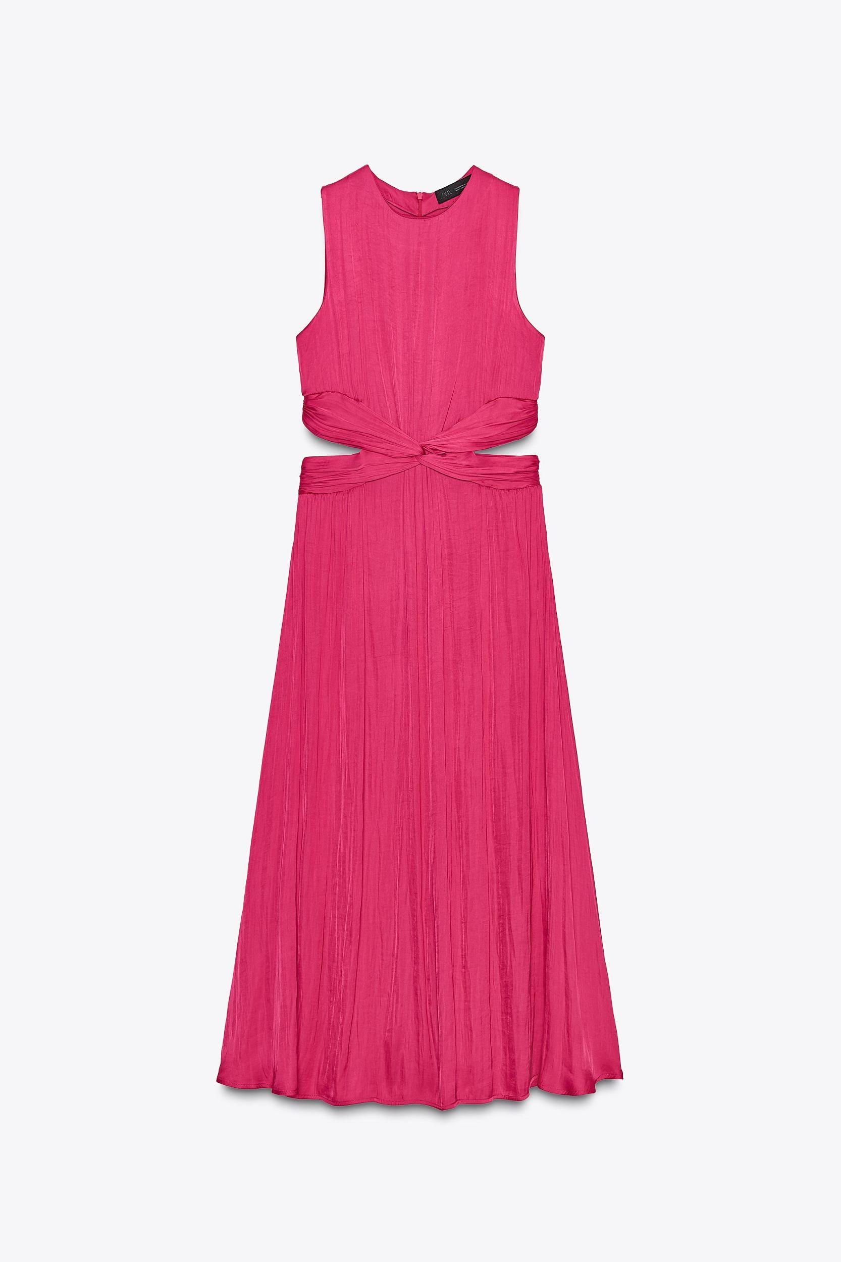 SATIN EFFECT CUT OUT MIDI DRESS Product Image